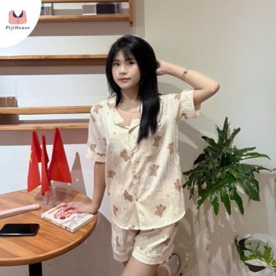 Bộ đồ mặc đi chơi mùa hè cho hội nhóm Gấu nâu nhạt