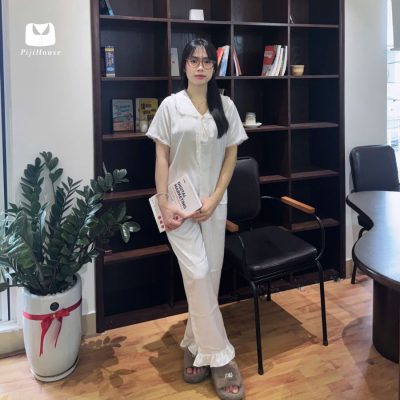 set pijama lụa cộc dài